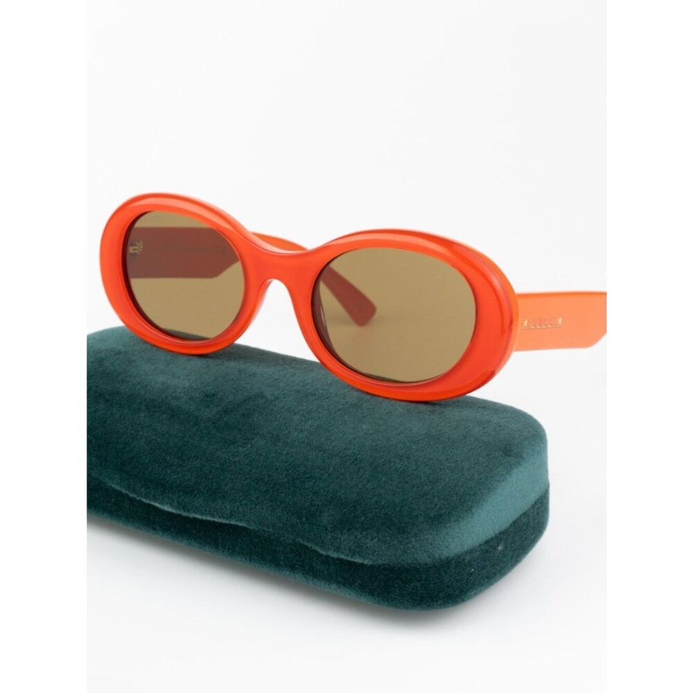 NEW Gucci GG1587S 003 Orange Brown Women Oval Sunglasses GG 1587S